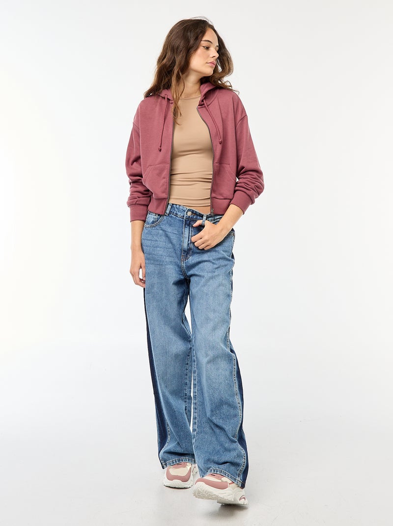 Sweat cropped à capuche Rose - Kiabi