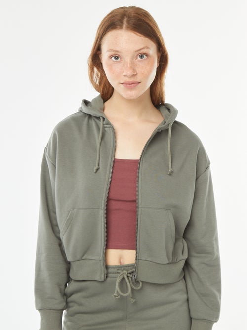 Sweat cropped à capuche - Kiabi