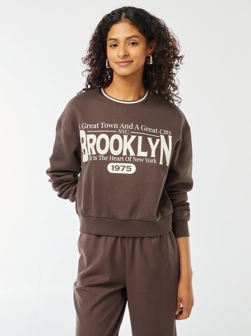 Sweat cropped avec inscription américaine - Kiabi