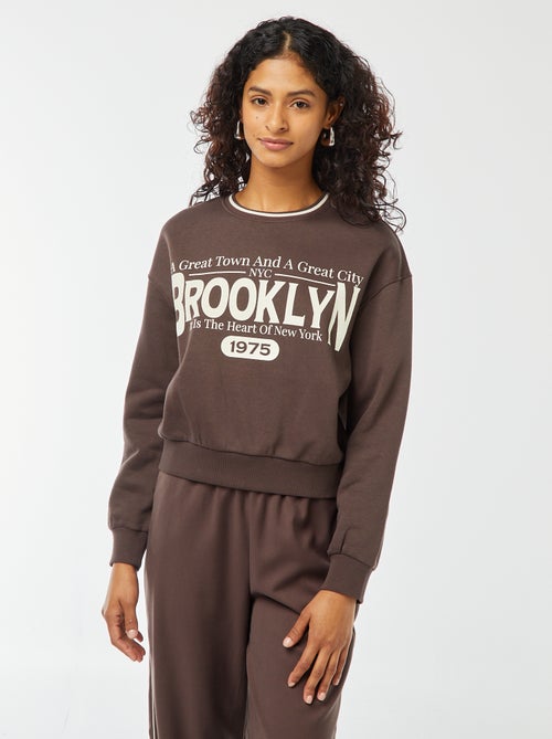 Sweat cropped avec inscription américaine - Kiabi