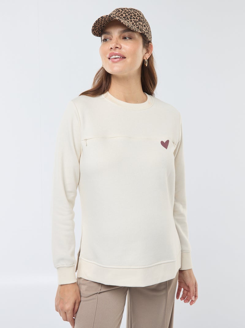 Sweat d'allaitement à message Beige - Kiabi