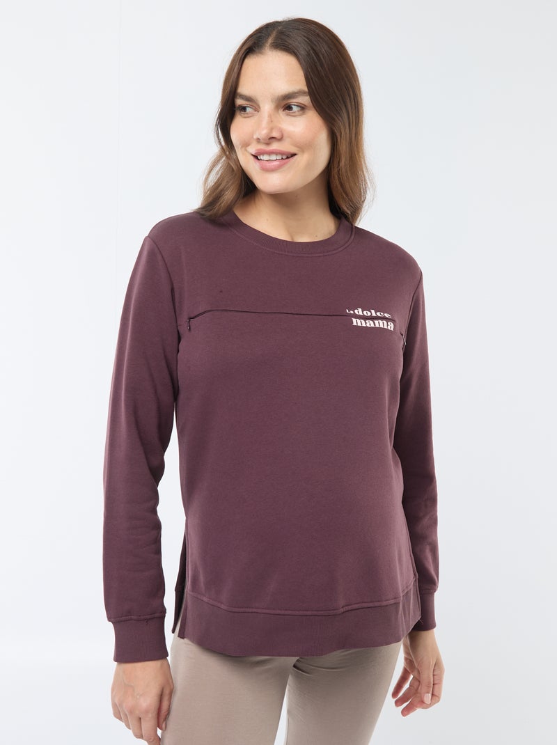 Sweat d'allaitement à message Marron - Kiabi