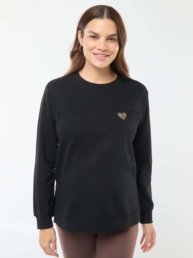 Sweat d'allaitement à message Noir - Kiabi