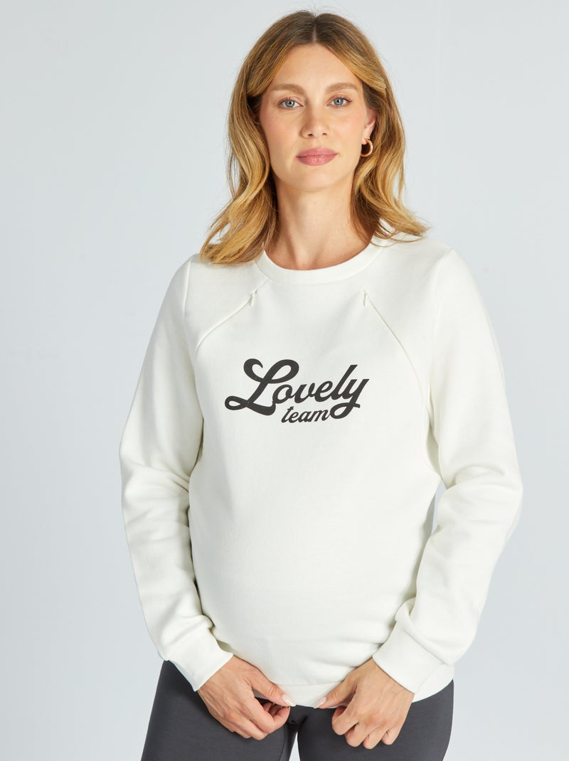 Sweat d'allaitement col rond Blanc - Kiabi