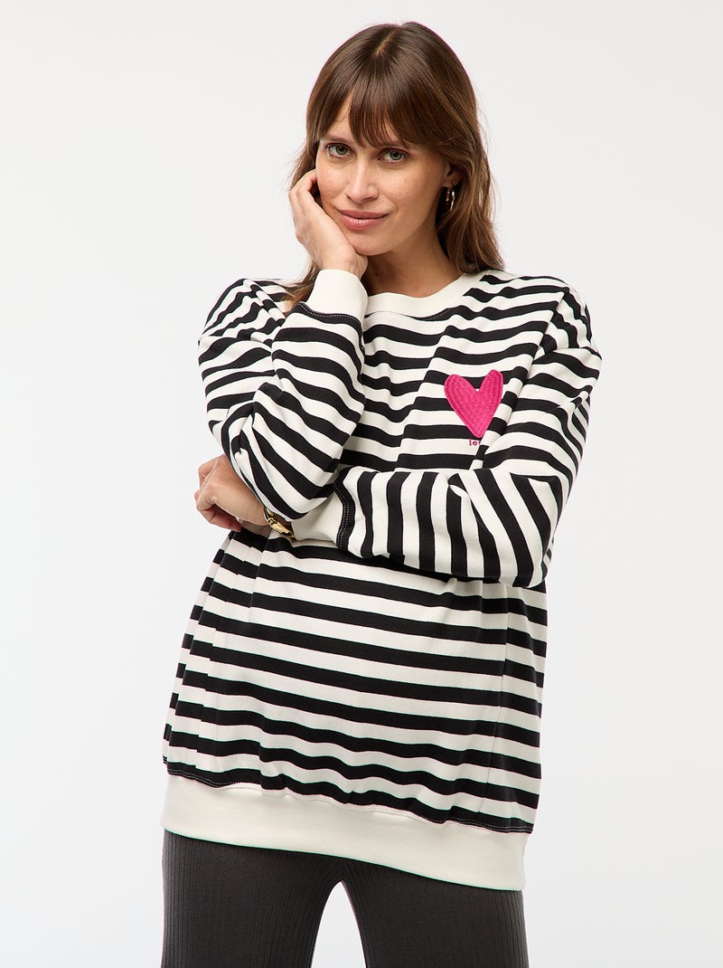 Sweat d'allaitement en molleton Blanc - Kiabi