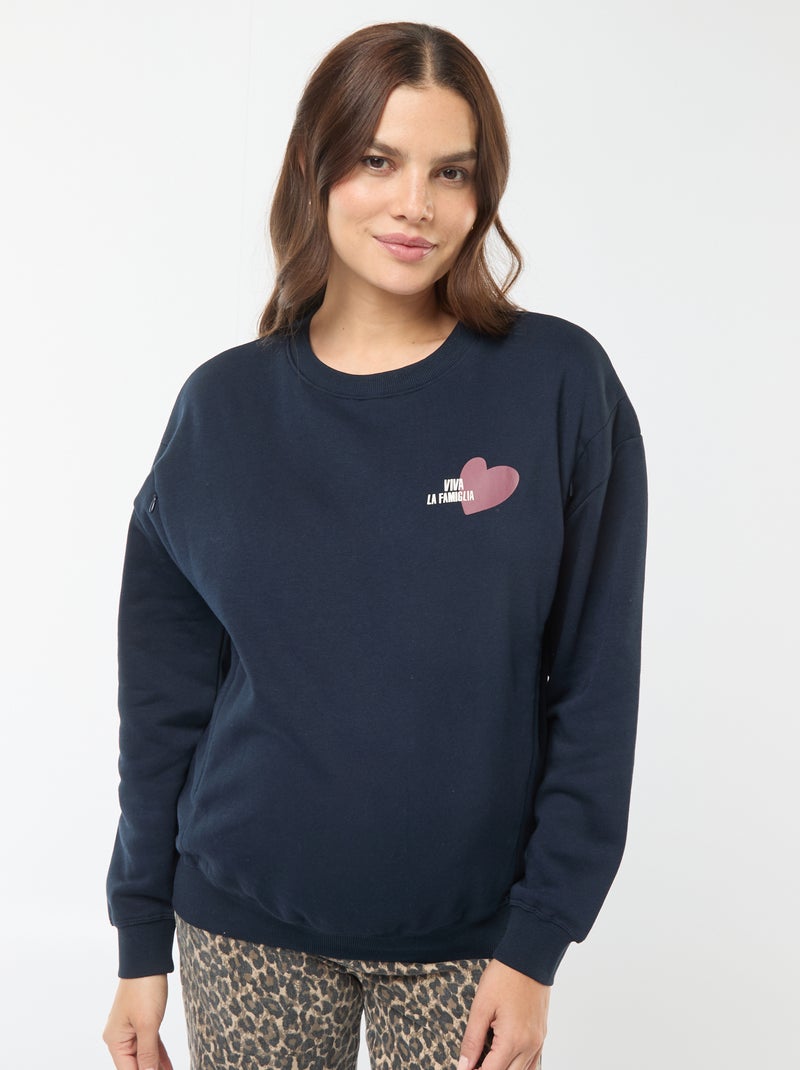 Sweat d'allaitement en molleton Bleu - Kiabi