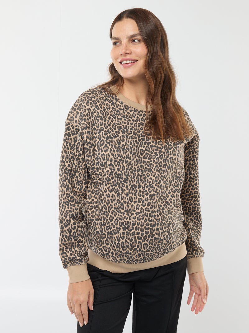 Sweat d'allaitement en molleton Léopard - Kiabi