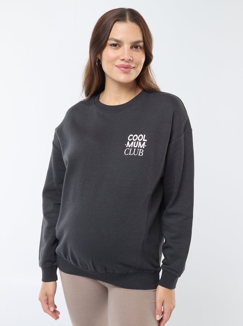 Sweat d'allaitement en molleton Noir - Kiabi