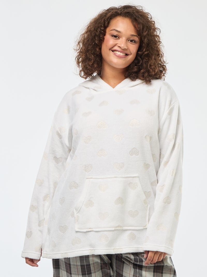 Sweat de nuit en polaire à capuche Blanc - Kiabi
