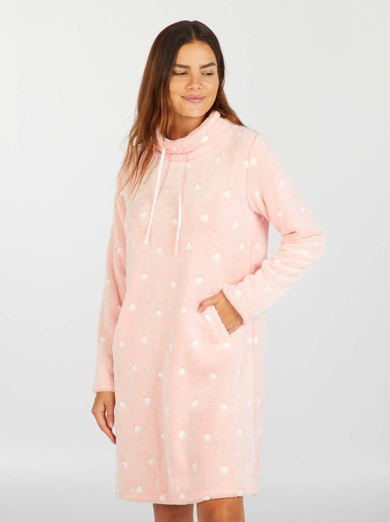Sweat de nuit en polaire 'cœurs' Rose - Kiabi
