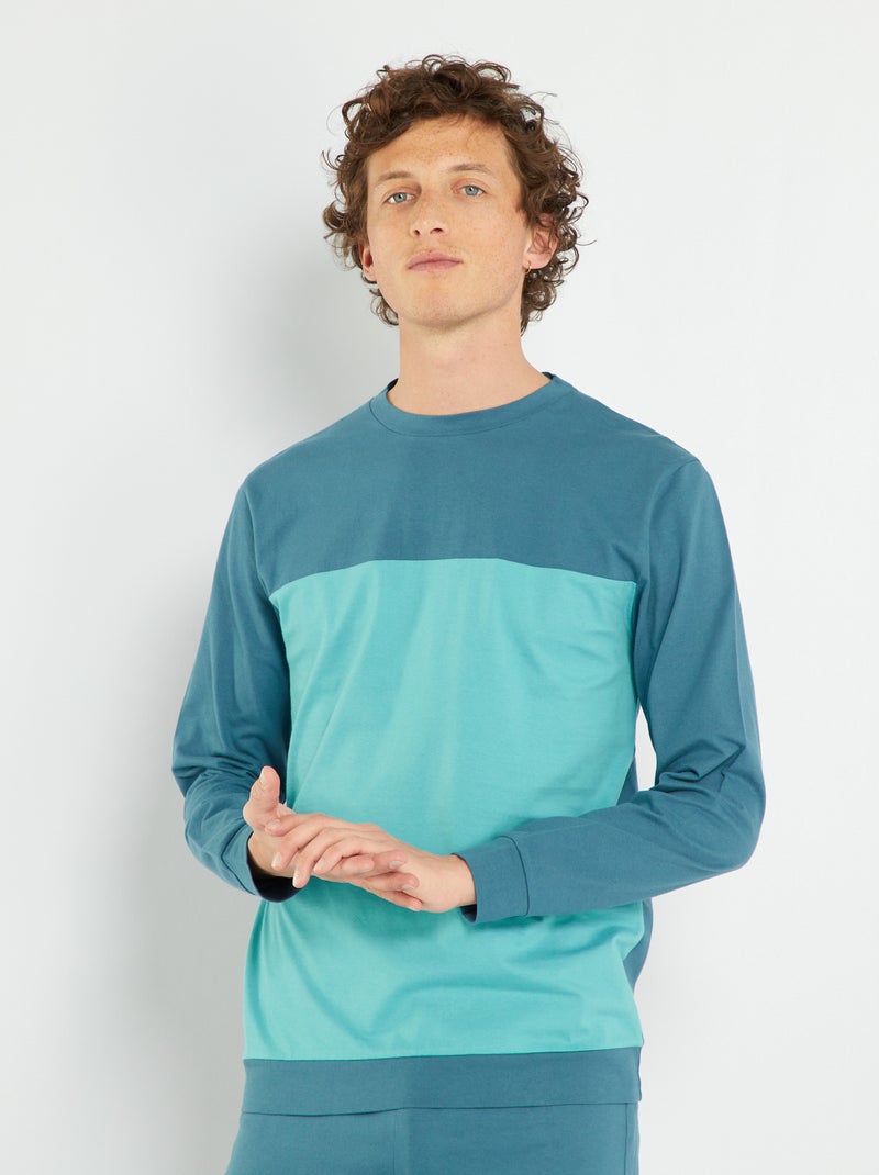 Sweat de nuit léger bicolore bleu - Kiabi