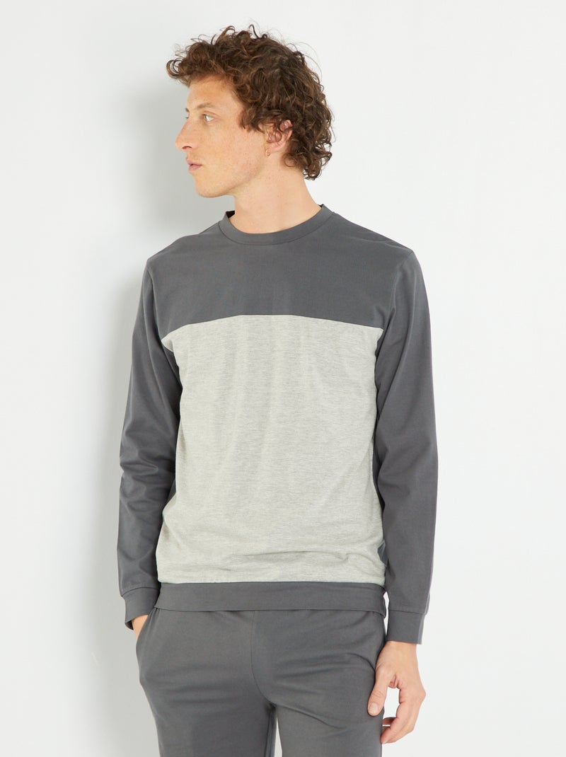 Sweat de nuit léger bicolore gris - Kiabi
