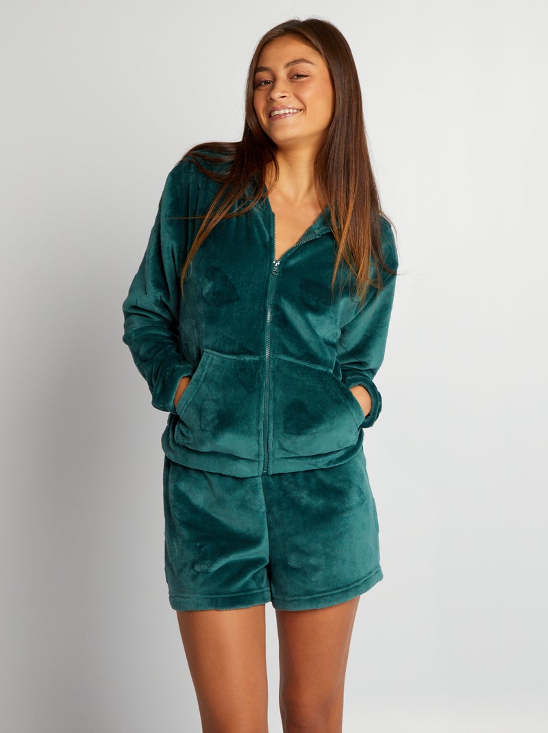 Sweat de nuit zippé en polaire Vert - Kiabi
