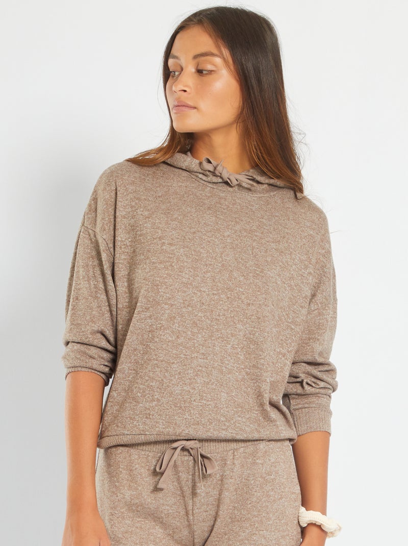 Sweat de pyjama en maille chinée douce Marron - Kiabi