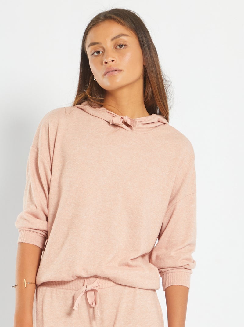 Sweat de pyjama en maille chinée douce Rose - Kiabi