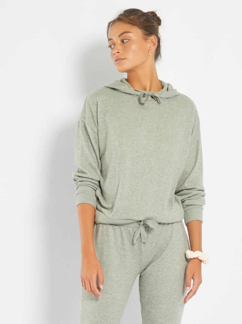 Sweat de pyjama en maille chinée douce Vert - Kiabi