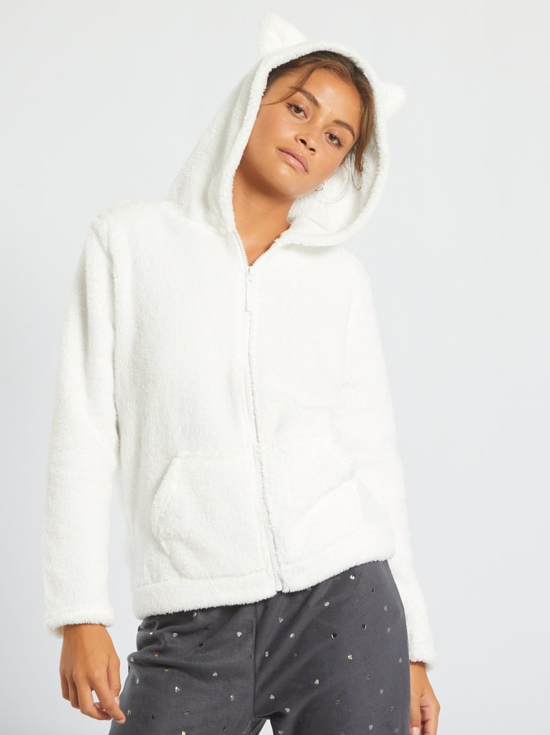 Sweat de pyjama en maille douce blanc - Kiabi