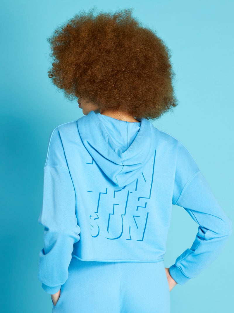 Sweat de sport à capuche crop top Bleu - Kiabi