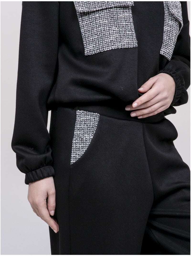 Sweat détails tweed yseult Noir - Kiabi