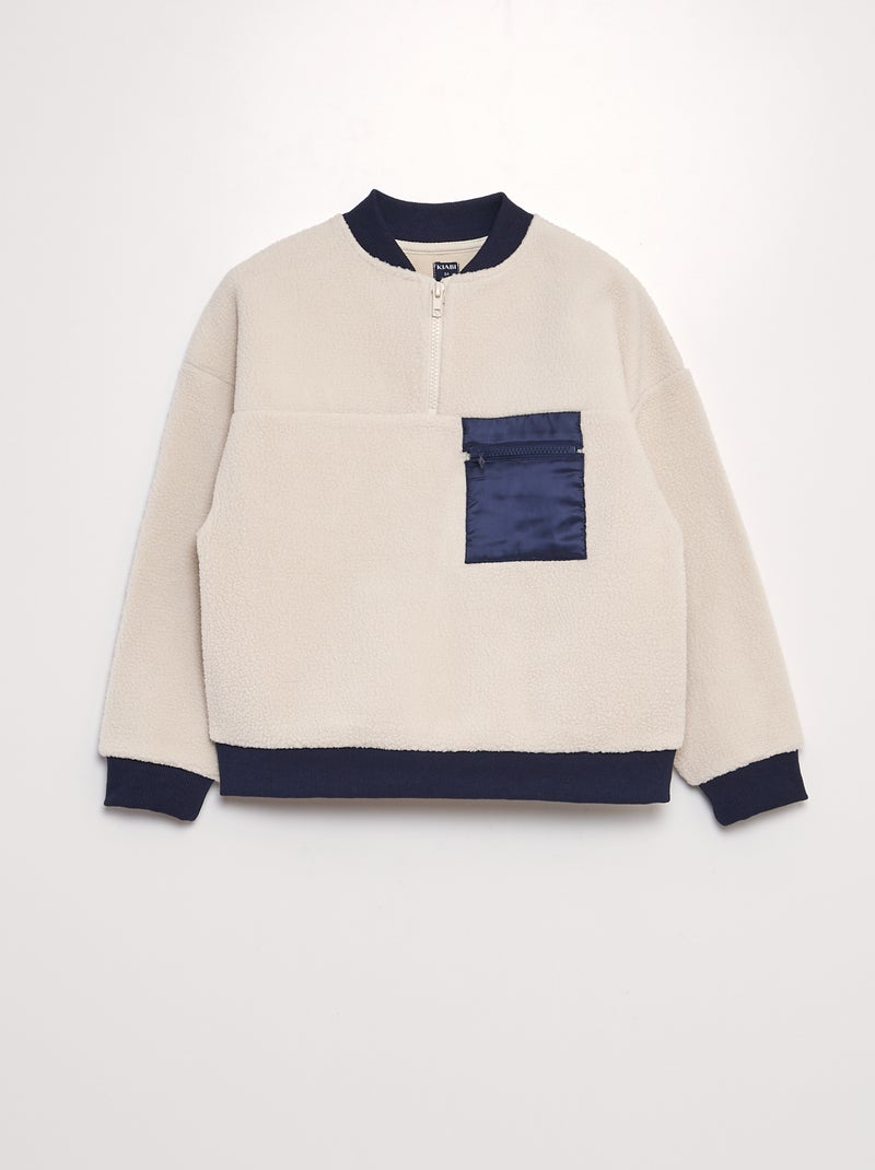 Sweat effet moutonné bicolore Bleu - Kiabi