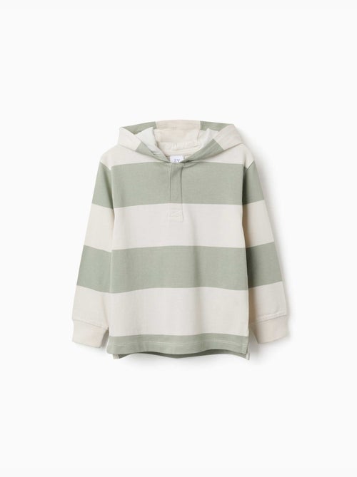 Sweat en coton avec capuche et à rayures - Kiabi