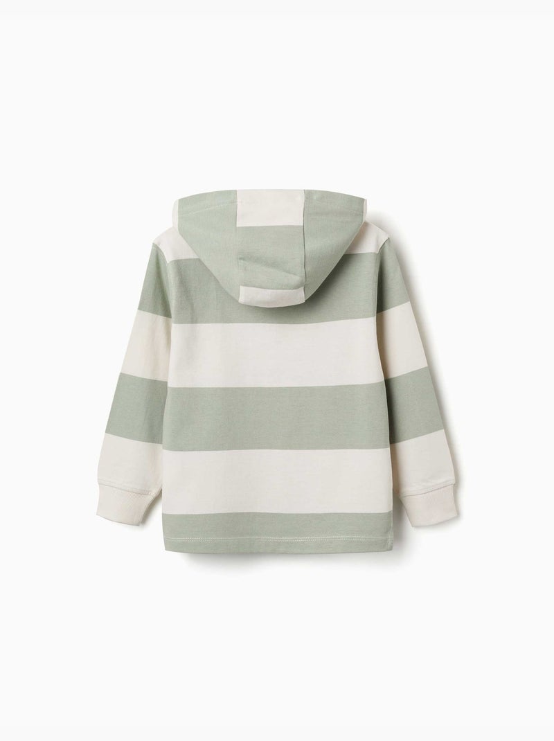Sweat en coton avec capuche et à rayures Vert clair - Kiabi