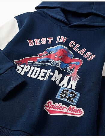 Sweat en coton avec capuche et imprimé spider-man