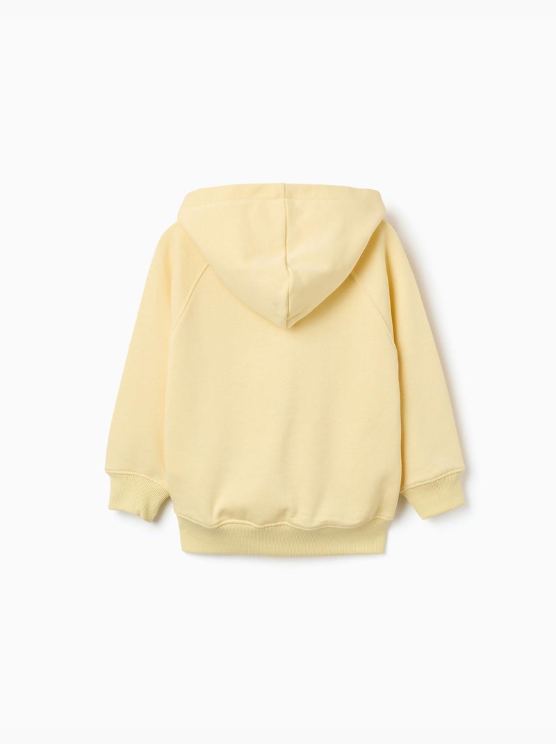 Sweat en coton avec capuche et poche kangourou Jaune - Kiabi