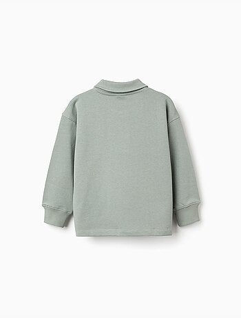 Sweat en coton avec col polo et imprimé