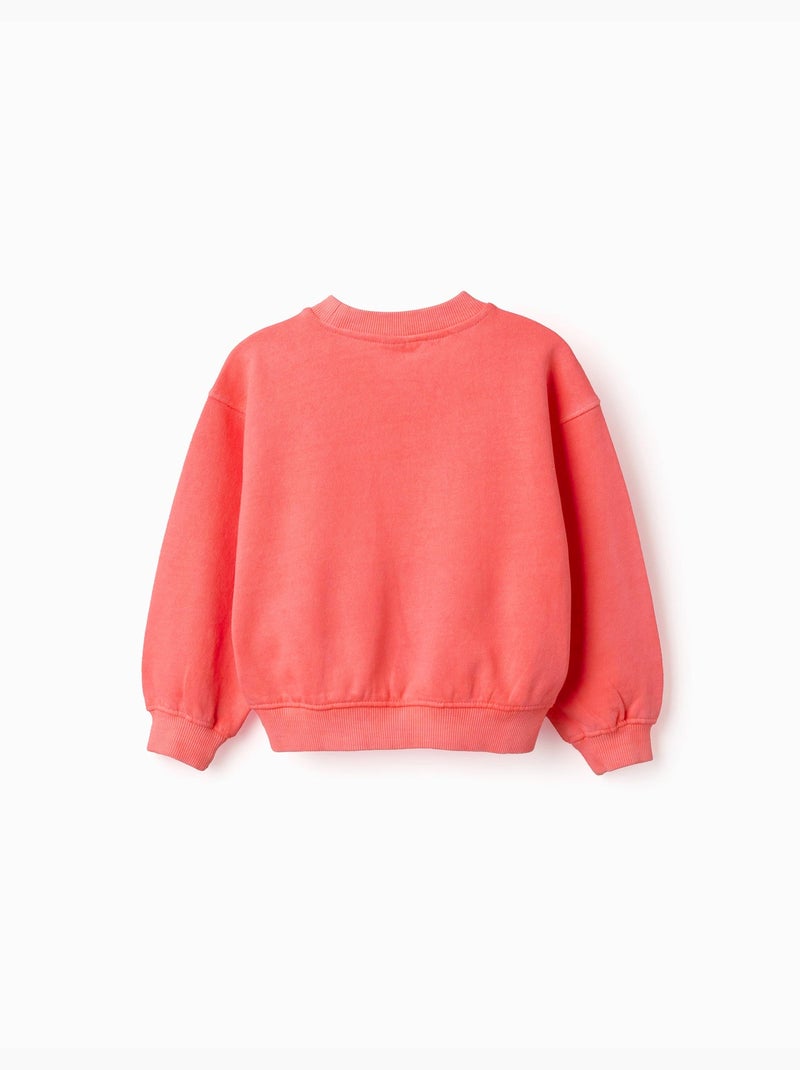 Sweat en coton avec épaules tombantes Orange corail - Kiabi
