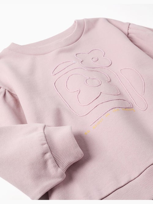 Sweat en coton avec fleurs brodées - Kiabi