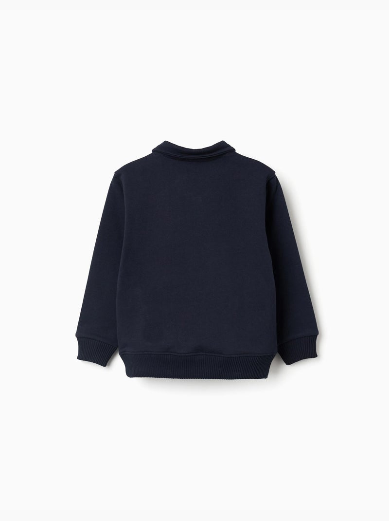 Sweat en coton avec grande poche Bleu foncé - Kiabi