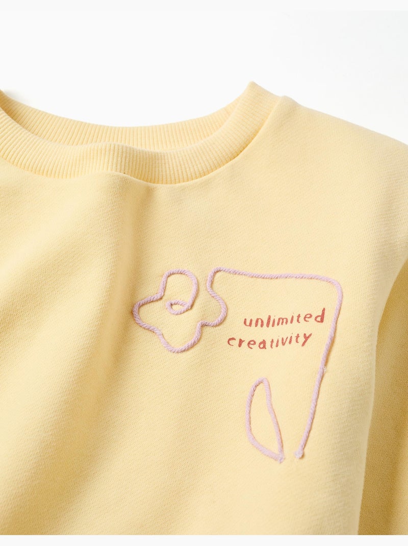 Sweat en coton avec imprimé Creativity Jaune - Kiabi