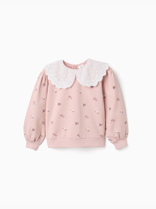 Sweat en coton avec imprimé floral et maxi col - Kiabi