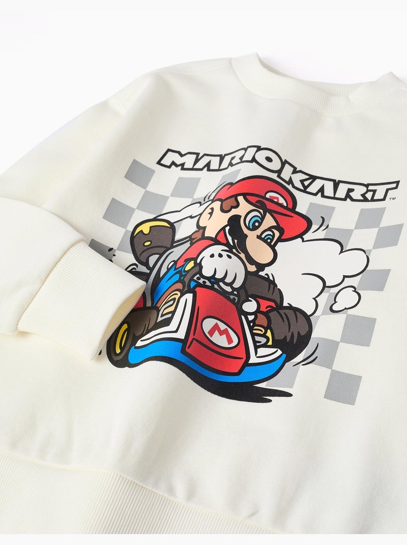 Sweat en coton avec imprimé Mario Kart Blanc - Kiabi