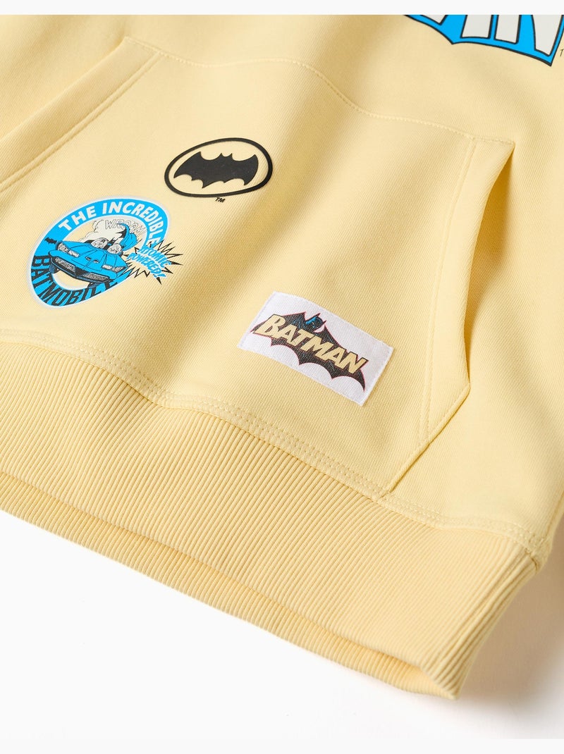 Sweat en coton peigné à capuche avec imprimé batman Jaune - Kiabi
