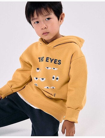 Sweat en coton peigné à capuche avec imprimé