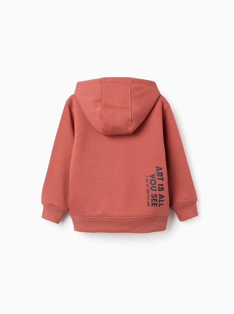 Sweat en coton peigné à capuche avec imprimé Marron - Kiabi