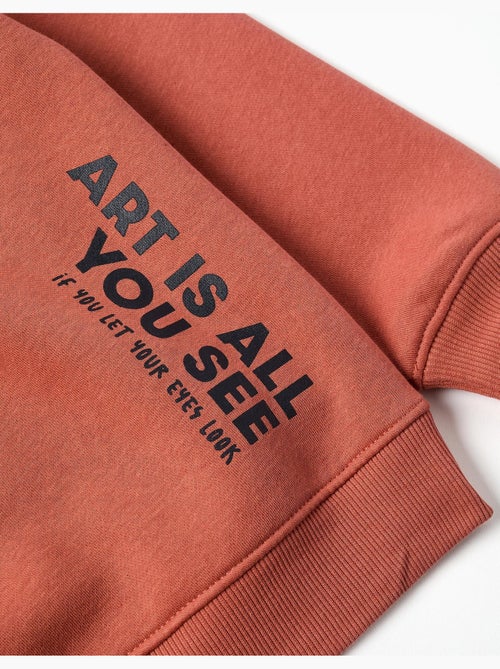 Sweat en coton peigné à capuche avec imprimé - Kiabi