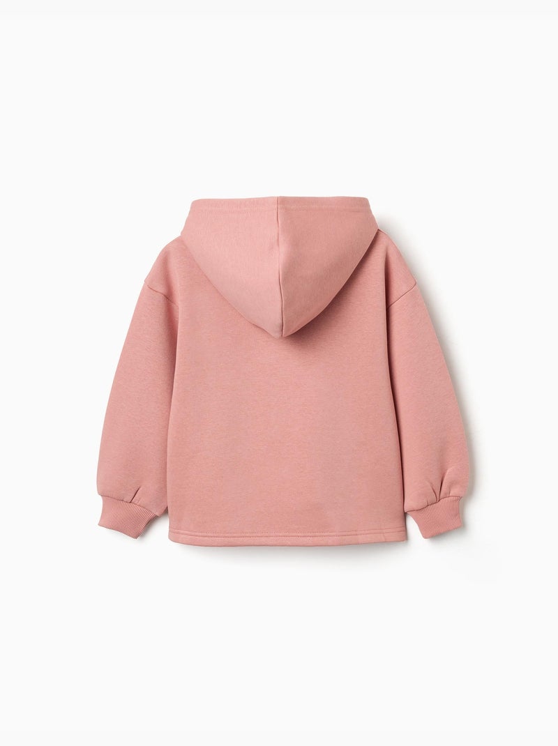 Sweat en coton peigné à capuche et imprimé city of art Rose - Kiabi