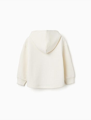 Sweat en coton peigné à capuche et imprimé floral