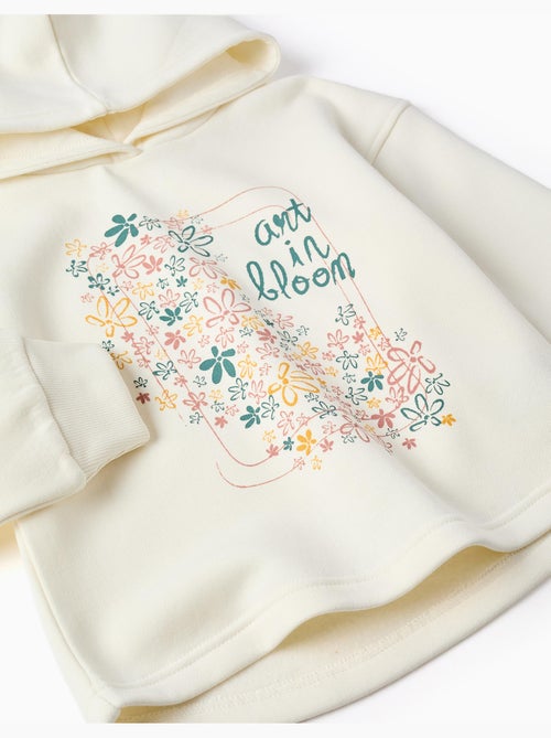 Sweat en coton peigné à capuche et imprimé floral - Kiabi
