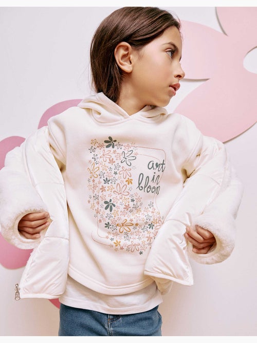Sweat en coton peigné à capuche et imprimé floral - Kiabi Sweat en coton peigné à capuche et imprimé floral - Kiabi