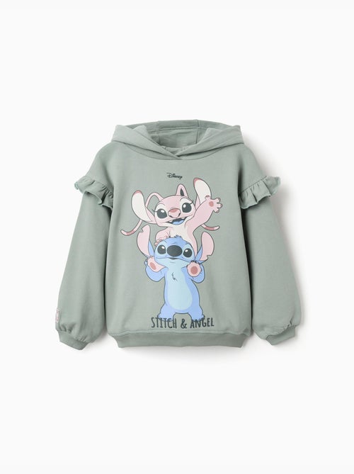 Sweat en coton peigné à capuche et imprimé Stitch & Angel - Kiabi