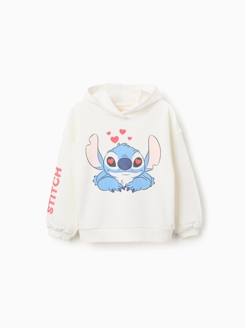 Sweat en coton peigné à capuche et imprimés Stitch - Kiabi