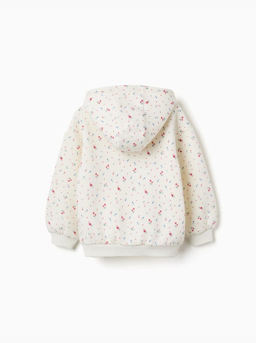Sweat en coton peigné à capuche et motif floral - Kiabi