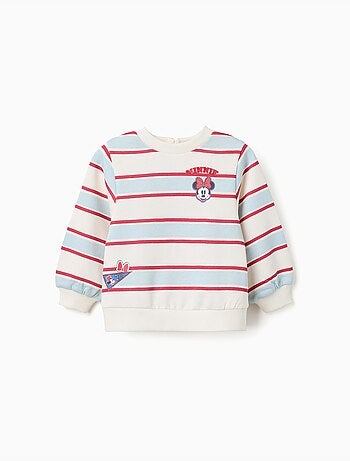 Sweat en coton peigné à rayures avec minnie