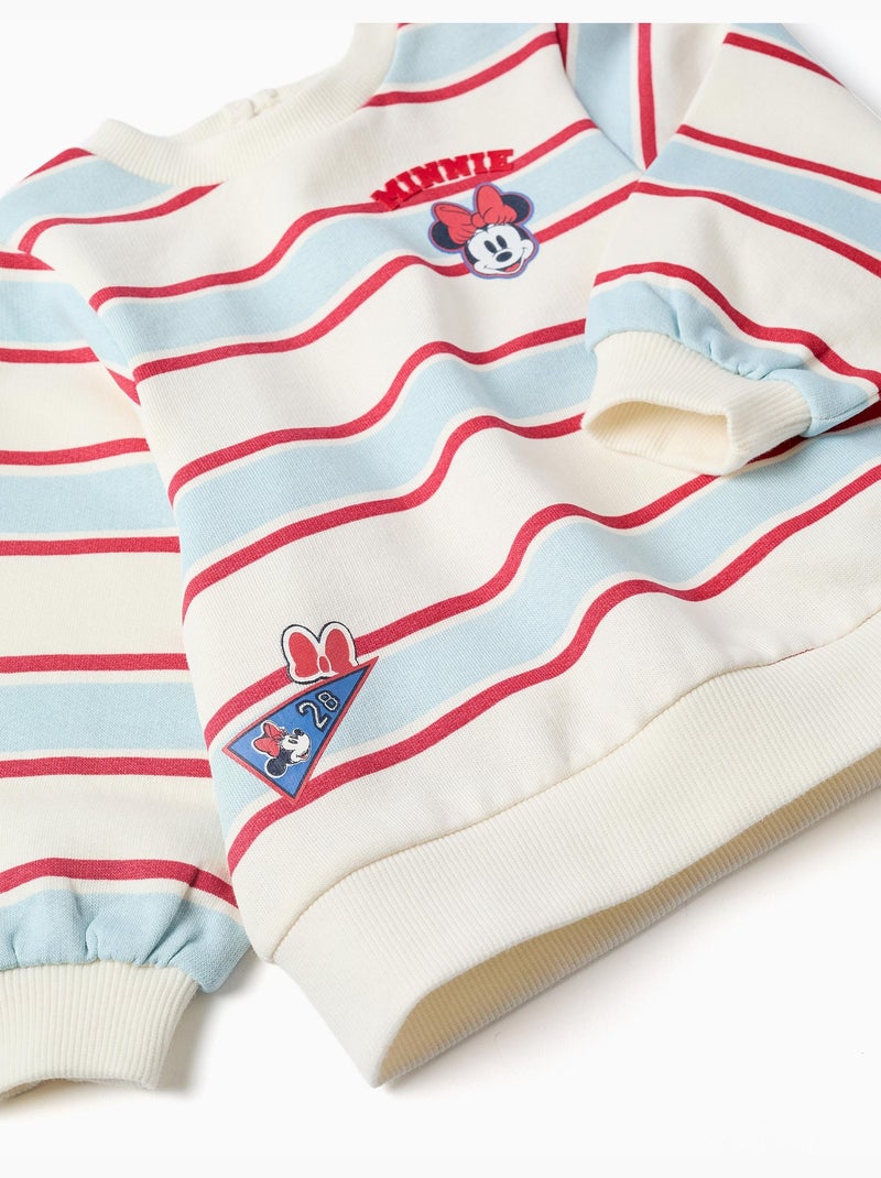 Sweat en coton peigné à rayures avec minnie Blanc - Kiabi
