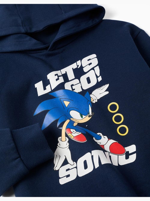 Sweat en coton peigné avec capuche et imprimé sonic - Kiabi Sweat en coton peigné avec capuche et imprimé sonic - Kiabi