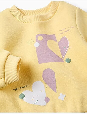 Sweat en coton peigné avec fleurs et cœurs